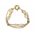 14Kt Yellow Gold Four Row Link and Pearl Stations Bracelet (10.40gr)
